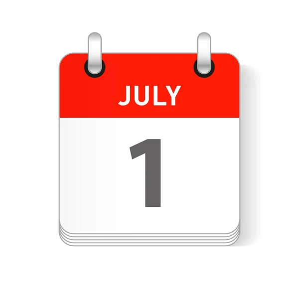 1Er Juillet Date Visible Sur Une Page Jour Calendrier Organisateur — Image vectorielle