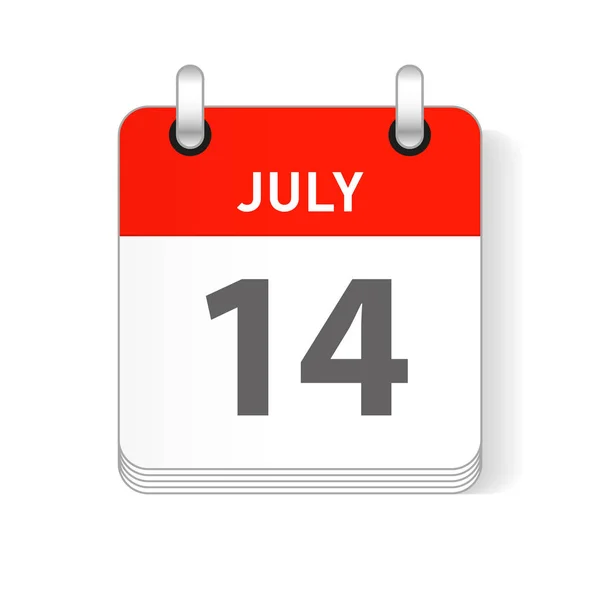 Julio Fecha Visible Una Página Día Calendario Organizador — Vector de stock