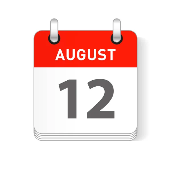 8月12日日期显示在页面上 一天组织者日历 — 图库矢量图片