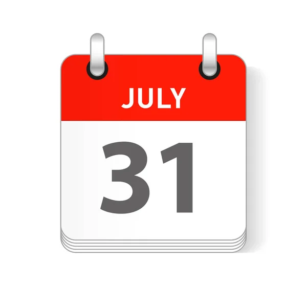 Ιουλίου Ημερομηνία Ορατή Ένα Ημερολόγιο Του Οργανωτή Ημέρα Σελίδα — Διανυσματικό Αρχείο