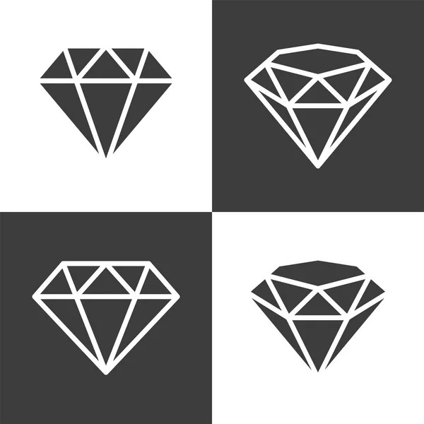 Vector Illustration Diamond Side View Three Quarters View Flat Outline — Stock Vector