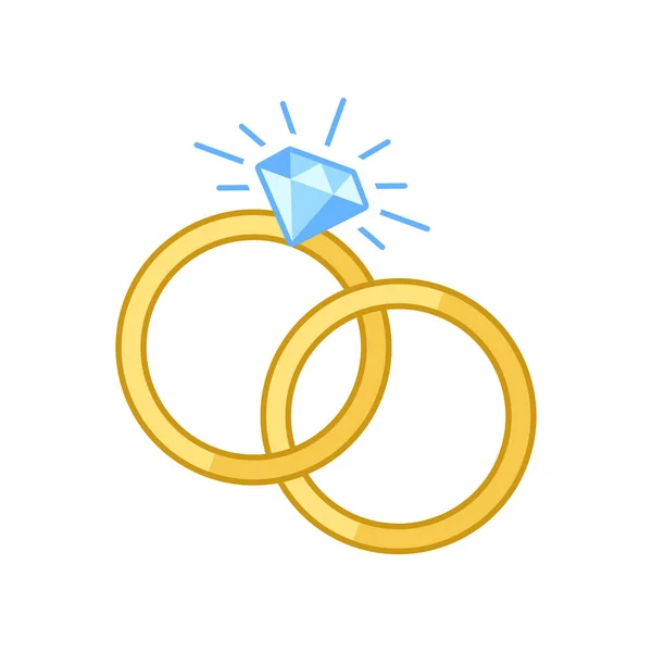 つの婚約指輪 つ互いに内側フラット スタイルでのベクトル イラスト — ストックベクタ