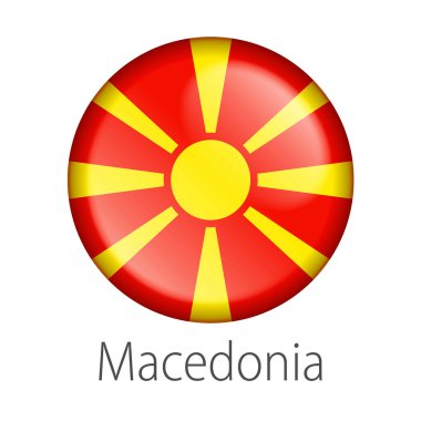 Tam vektör yüksek detay yuvarlak beyaz arka plan üzerinde izole ülke bayrağı düğmesi