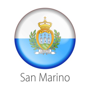 Tam vektör yüksek detay yuvarlak San Marino beyaz arka plan üzerinde izole ülke bayrağı düğmesi