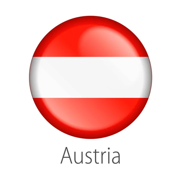 Voller Vektor Hohes Detail Runde Taste Flagge Von Österreich Land — Stockvektor