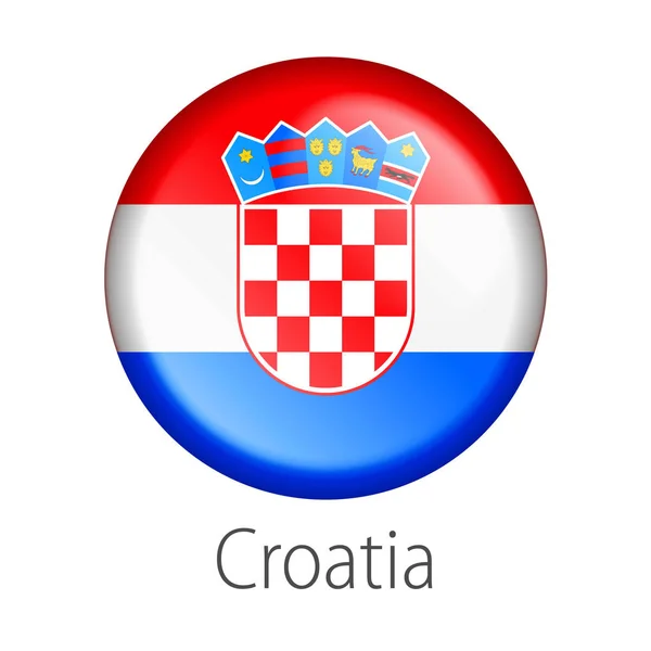 Voller Vektor Hohes Detail Runde Taste Flagge Von Kroatien Land — Stockvektor