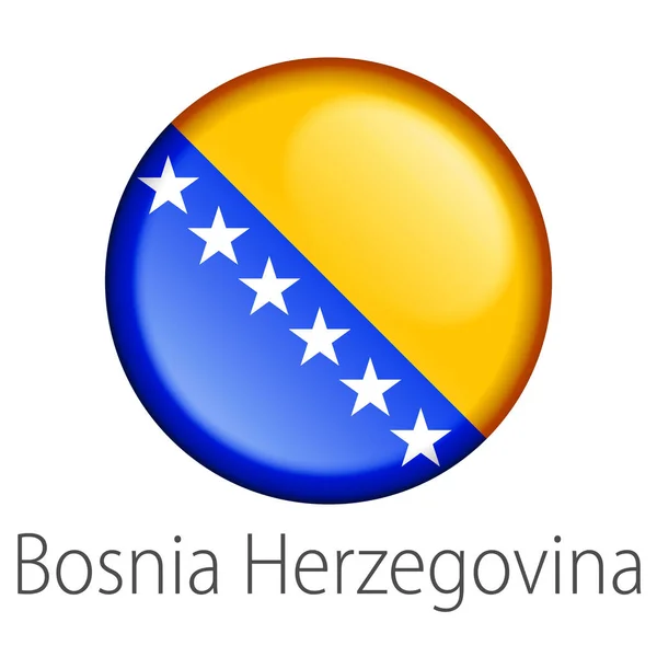 Voller Vektor Hohes Detail Runde Taste Flagge Von Bosnien Herzegowina — Stockvektor