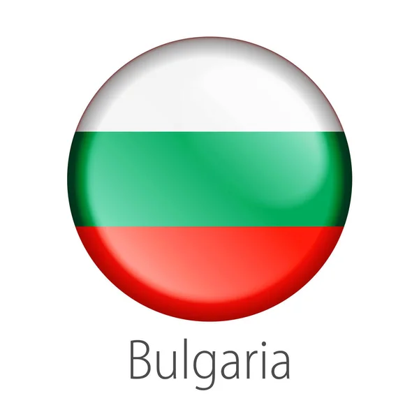 Полный Вектор Высокая Деталь Круглый Флаг Кнопки Болгарии Страна Изолированы — стоковый вектор