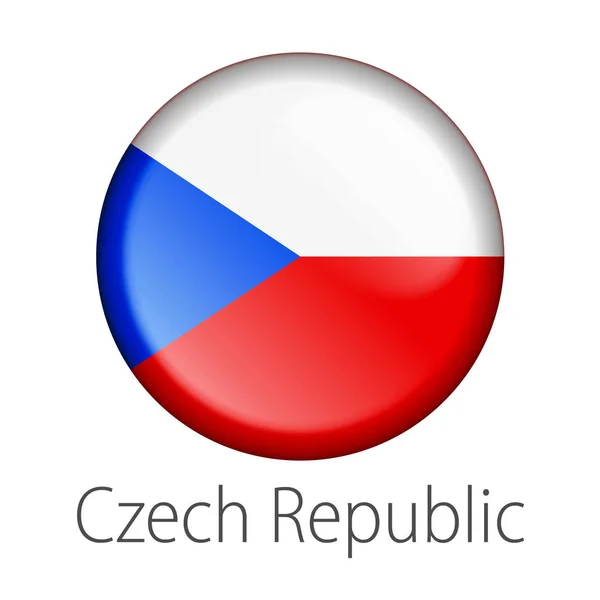 Voller Vektor Hohes Detail Runde Taste Flagge Der Tschechischen Republik — Stockvektor
