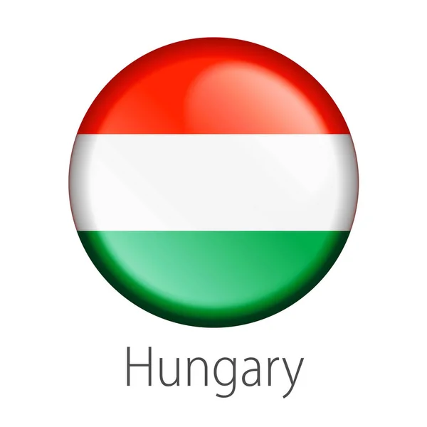 Volledige Vector Hoge Detail Ronde Knop Vlag Van Hongarije Land — Stockvector