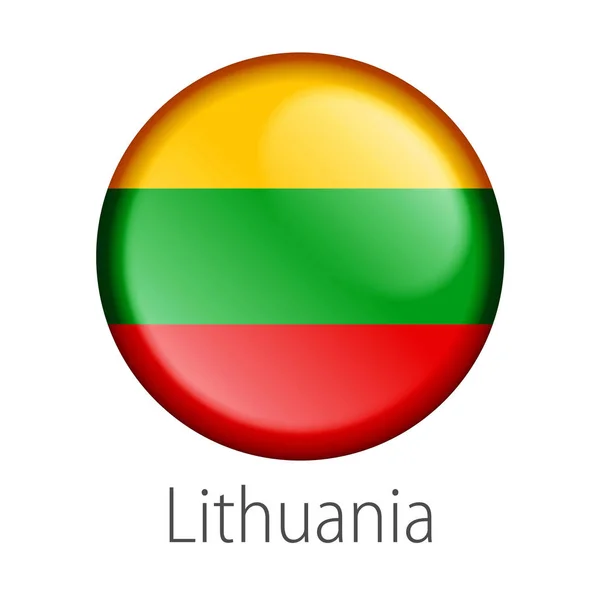 Полный Вектор Высокая Деталь Круглая Кнопка Флаг Литвы Страна Изолированы — стоковый вектор