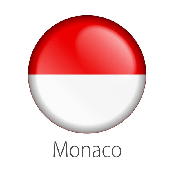 Voller Vektor Hohes Detail Runde Taste Flagge Des Fürstentums Monaco — Stockvektor