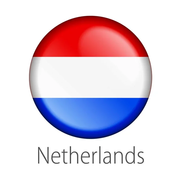 Full Vector High Detail Button Flag Netherlands País Isolado Fundo — Vetor de Stock