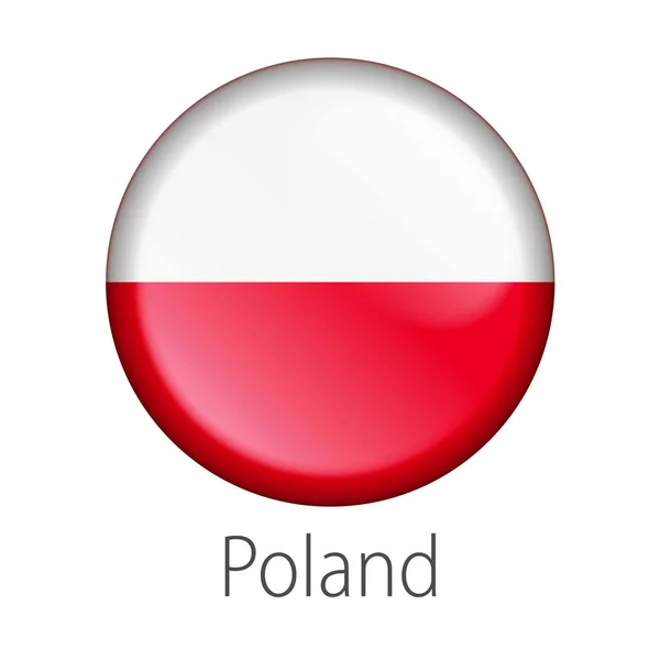 Voller Vektor Hohe Detailgenauigkeit Runde Taste Flagge Von Polen Land — Stockvektor