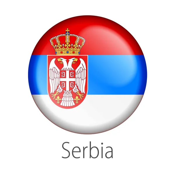 Voller Vektor Hohes Detail Runde Taste Flagge Von Serbien Land — Stockvektor