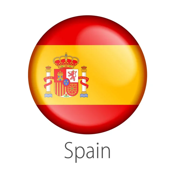 在白色背景查出的西班牙国家的充分的向量高细节圆的按钮旗子 — 图库矢量图片