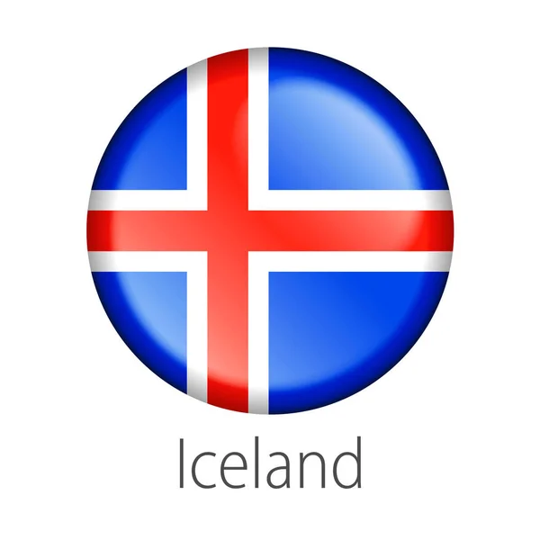 Full Vector High Detail Button Flag Iceland Country Isolated White — Stock Vector