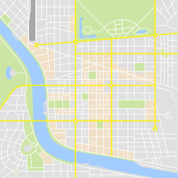 Χάρτης Της Πόλης Αφηρημένη Ποτάμια Και Πάρκα Κλασικό Χάρτη Εφαρμογή — Διανυσματικό Αρχείο