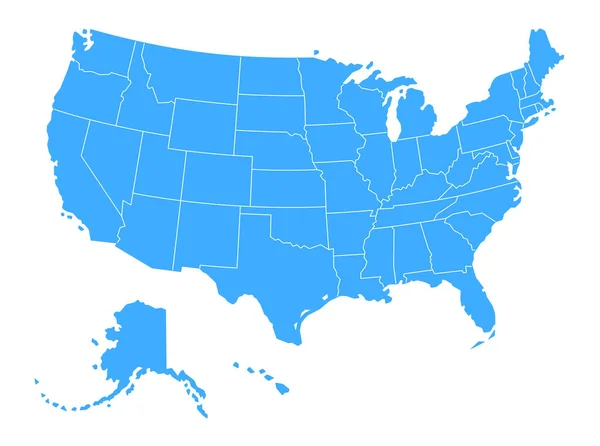 Vector Politieke Blauwe Kaart Van Verenigde Staten Van Amerika Witte — Stockvector