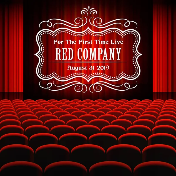 Premium Red Curtains Stage Theater Opera Background Text Frame Show — Stock Vector