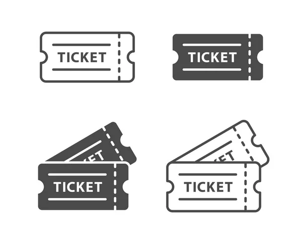 Σετ Από Τέσσερα Μαύρα Και Άσπρα Εικονίδια Διάνυσμα Εισιτήριο Λευκό — Διανυσματικό Αρχείο