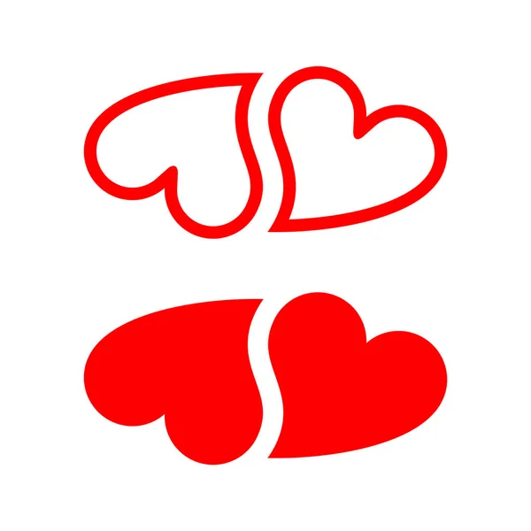 Corazón Símbolo Doble Icono Plantilla Diseño — Vector de stock