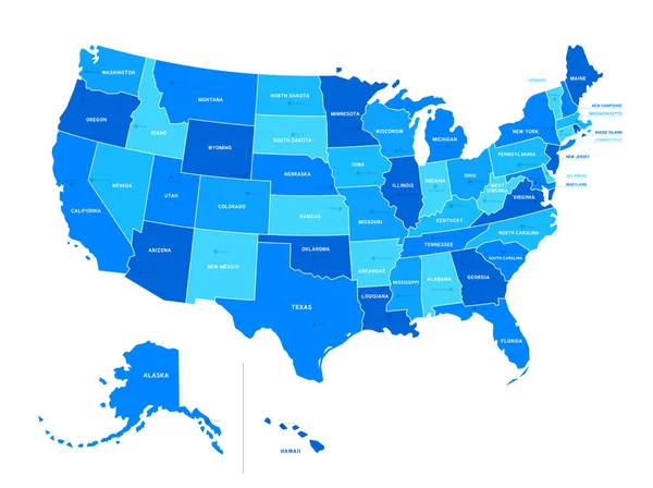 Blank Usa Map Isolated White Background United States America Country — Stock Vector