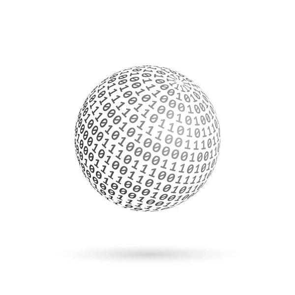 世界各地的二进制代码 抽象的技术球 矢量设计 — 图库矢量图片