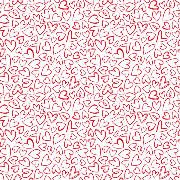 Coeur Rouge Dessiné Main Texture Motif Sans Couture — Image vectorielle