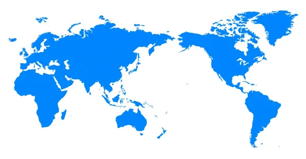 Azul Bajo Poli Político Azul Mapa Del Mundo Pacífico Centrado — Vector de stock