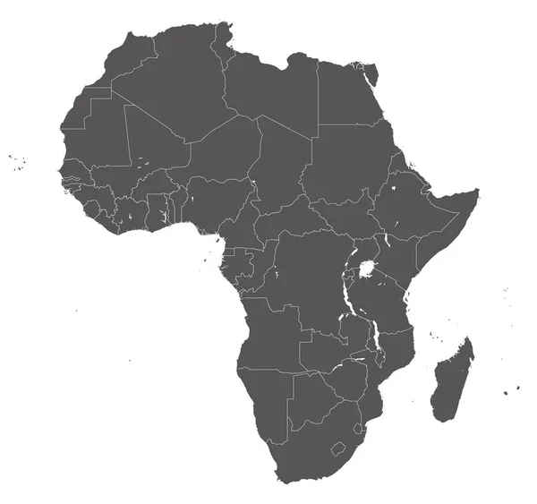 Cinza África Mapa Sobre Fundo Branco — Vetor de Stock