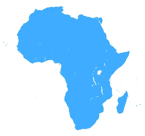 Blå Afrika Karta Enkla Vektorillustration Vit Bakgrund — Stock vektor