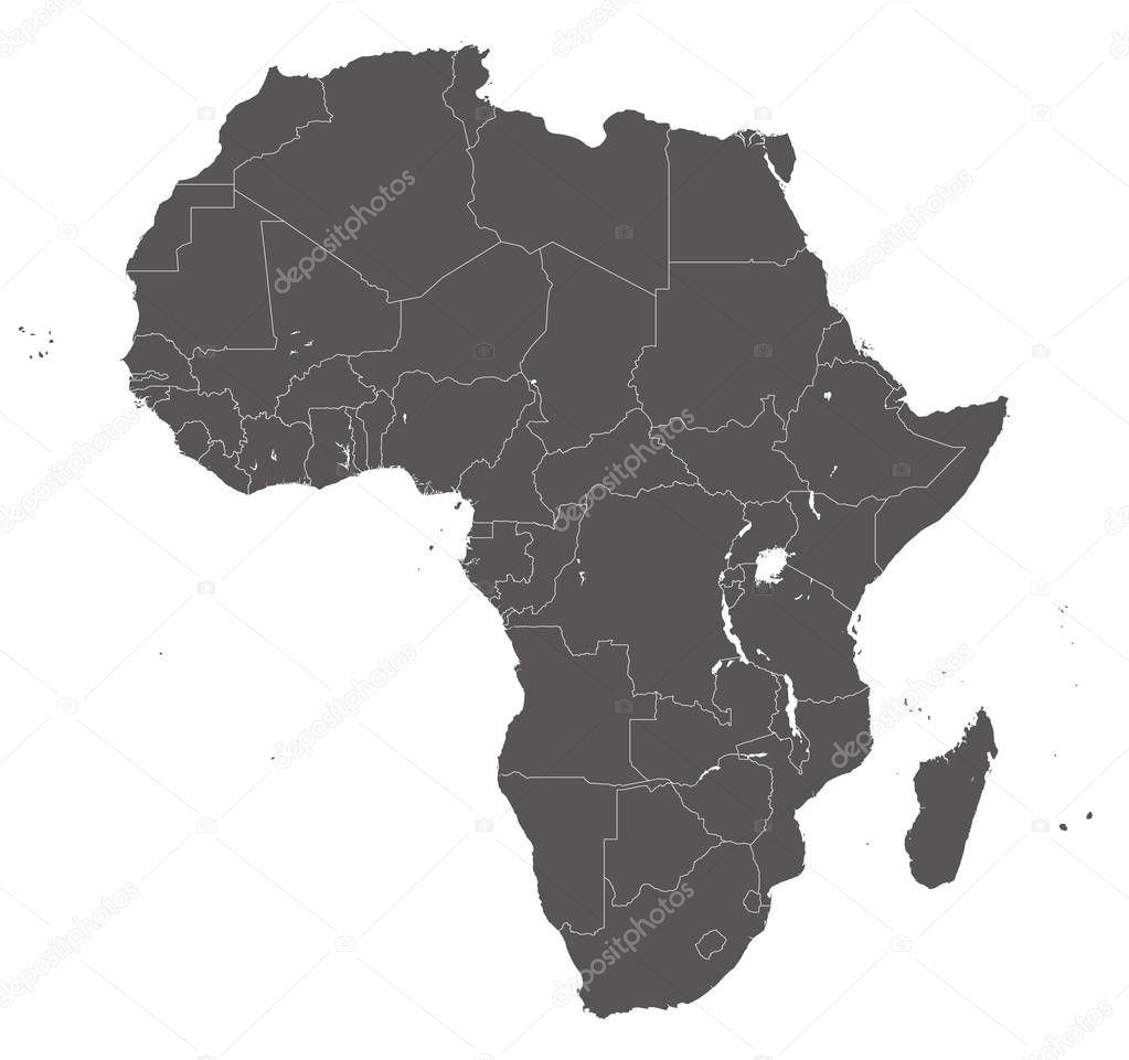 Grey Africa map on white background