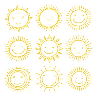 Vektör güneş simgeleri ayarlayın. Güneş topluluğu
