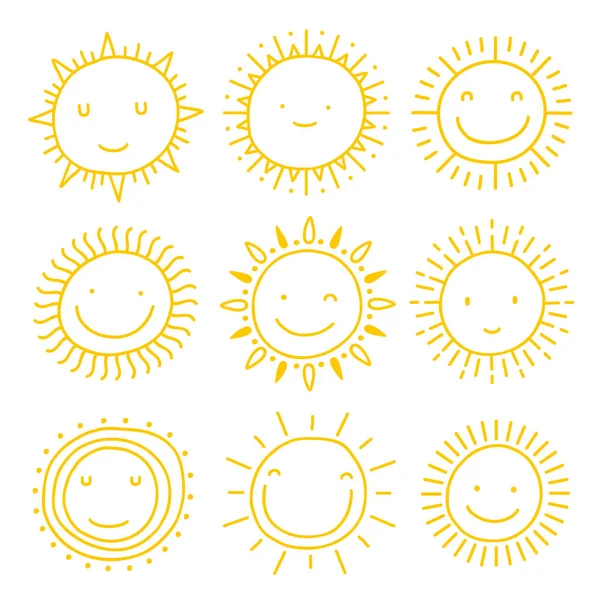 Vector Set Sun Icons Collection Suns — Stock Vector