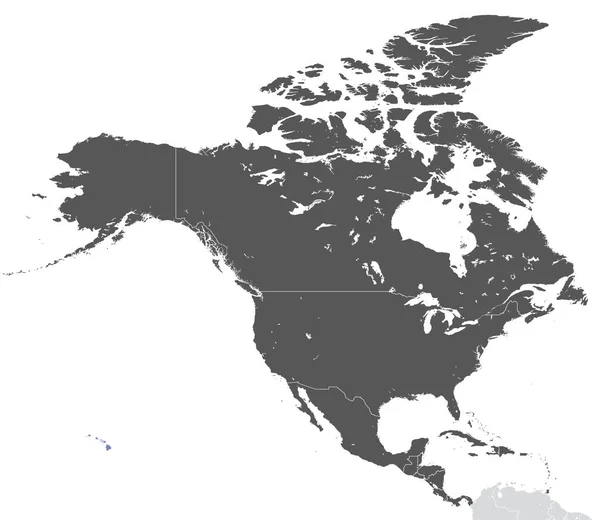 Mapa Kontinentu Severní Amerika — Stockový vektor