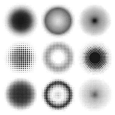 Beyaz arka plan üzerinde izole noktalı resim tasarım öğeleri