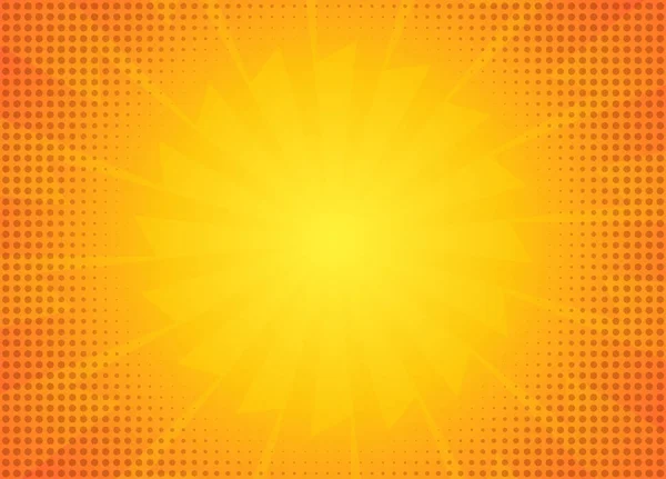 Gul Orange Sol Popkonst Retro Strålar Bakgrund — Stock vektor