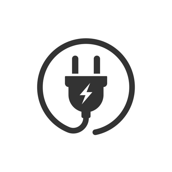 Plug vector icon. Power wire cable flat icon illustration