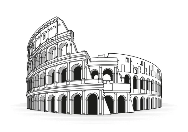 Coliseo Roma Dibujado Mano Esbozo Garabato Icono — Vector de stock