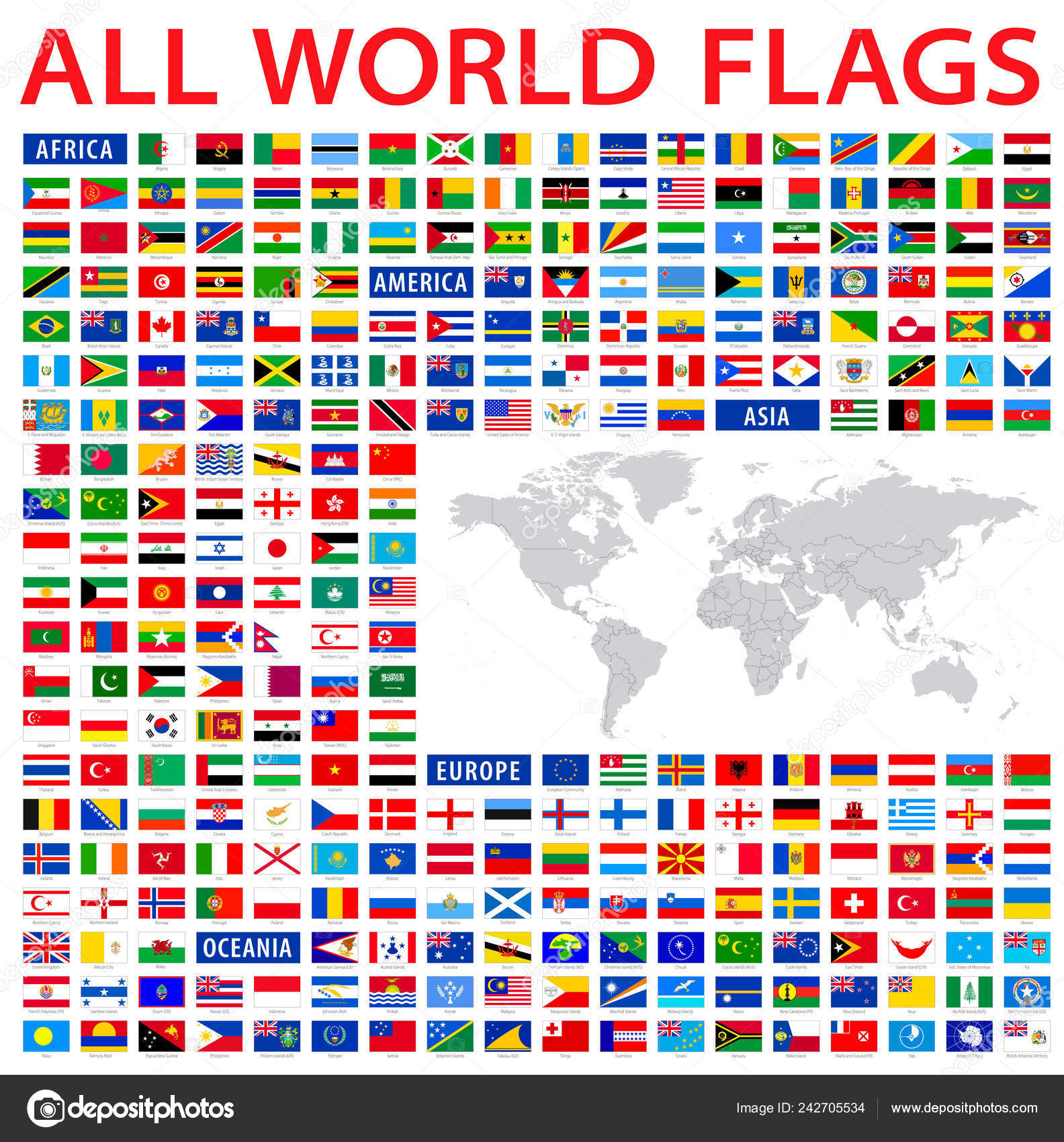 ストックベクター　世界のすべての国の旗　—　©Fourleaflovers　242705534