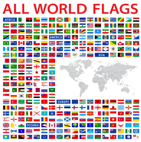 Dünyanın Tüm Ülke Bayrakları — Stok Vektör