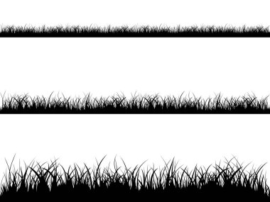 BLACK AND WHITE Seamless grass silhouette  clipart