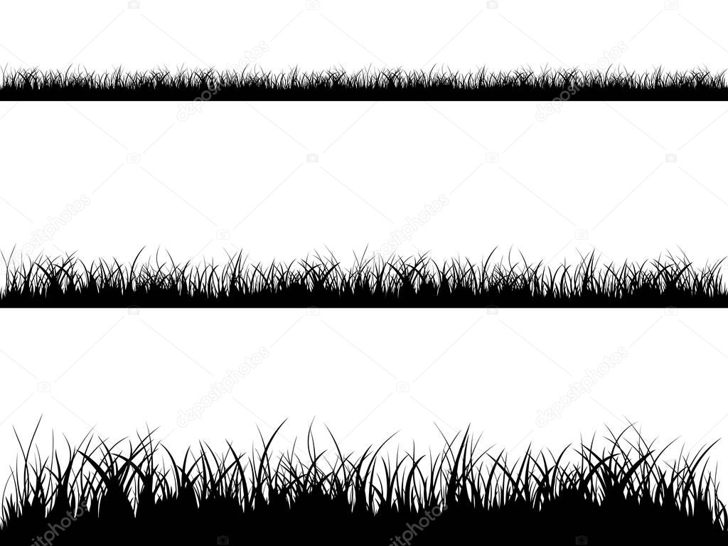 BLACK AND WHITE Seamless grass silhouette 