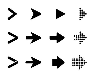 Siyah vektör okları kümesi. Oklar koleksiyonu vektör