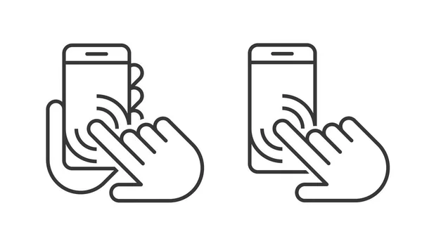 空白のスマート フォン アイコンを使用し 保持手セットします — ストックベクタ