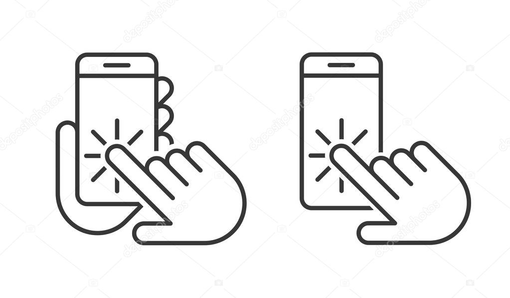 hands holding and using a blank Smartphone icons set