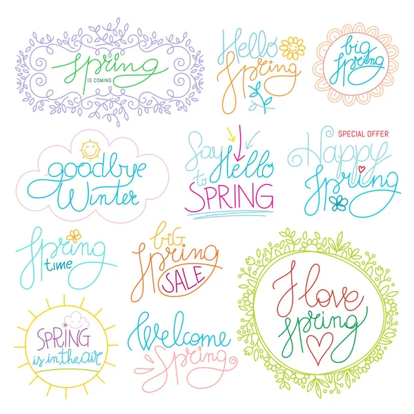 Happy spring lettering Vector Art Stock Images | Depositphotos