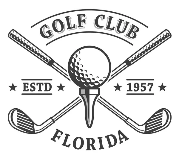 Platt Stil Golfklubbar Emblem Vektorillustration Isolerad Vit Bakgrund — Stock vektor