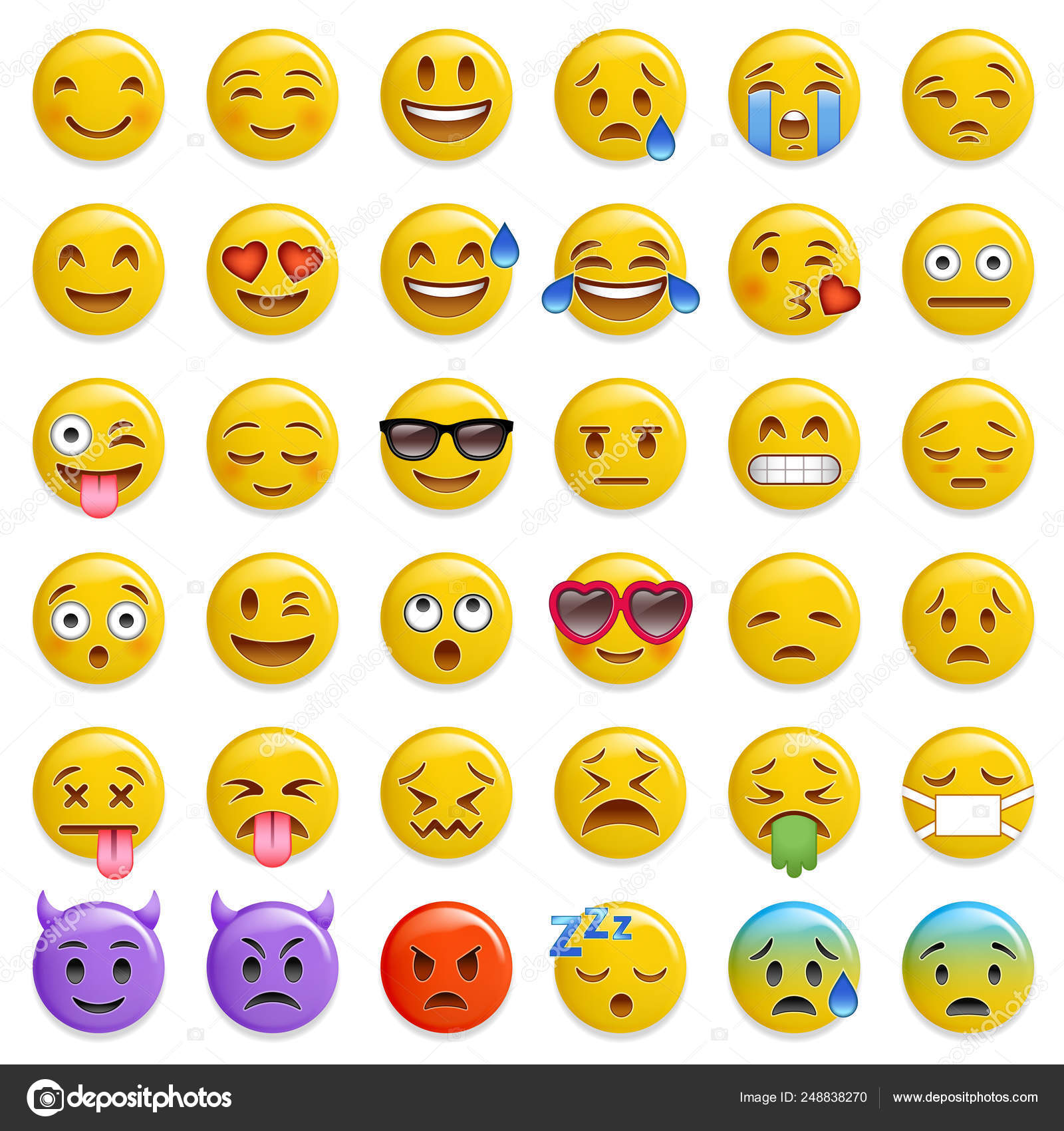 Emoticono sonriente conjunto de vectores brillantes vector, gráfico
